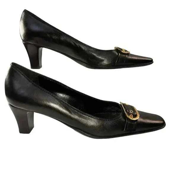 St. John Women’s Black Gold Buckle Classic Elegant Pumps‎ Size 5.5 - Picture 2 of 7